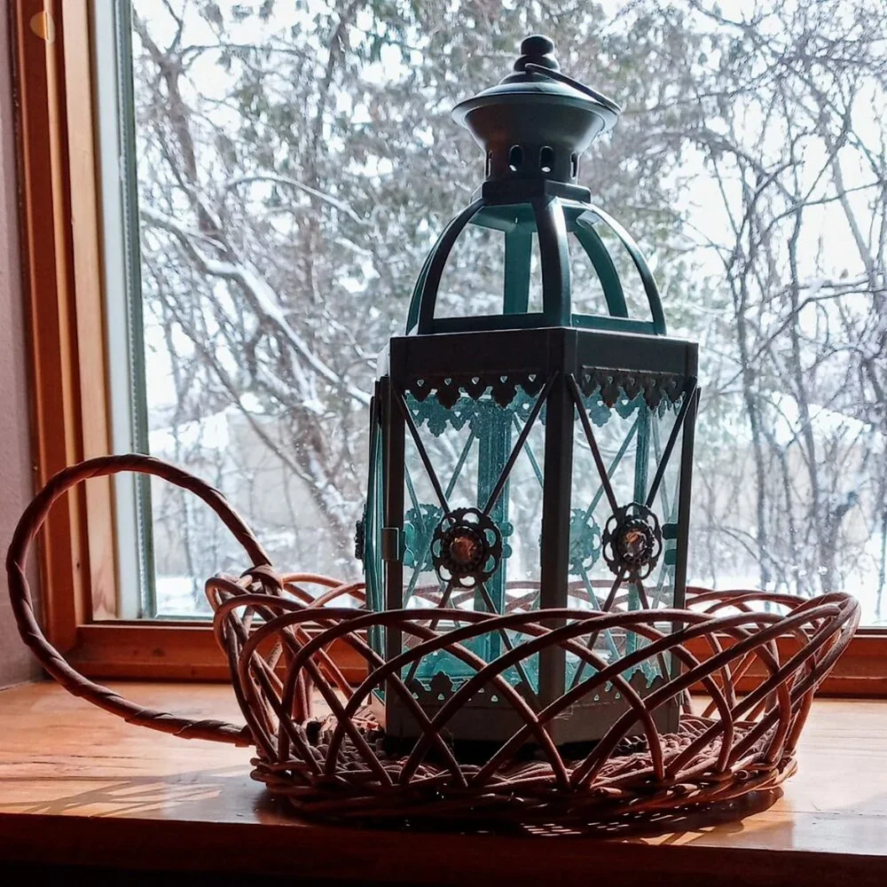 Unique Vintage Round Willow/Wicker/Rattan Basket Tray w/1 Handle Decor Boho Chic